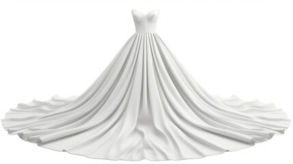 Wall Mural - Wedding dress isolated on white background. 3D renderin, Elegant wedding dress