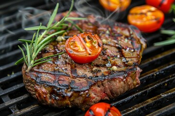 Poster - Grilled surf and turf ribeye steak