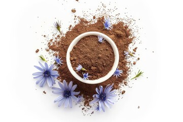 Poster - Instant chicory coffee on white background