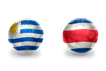 Wall Mural - football balls with national flags of uruguay and costa rica ,soccer teams. on the white background.