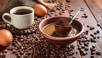 Wall Mural - natural easter egg dyeing brown with coffee