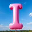 © spr0ut7 design - The uppercase letter 'I' as a pink balloon, floating in the sky.