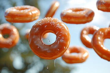 Sticker - Glazed Donuts in Midair