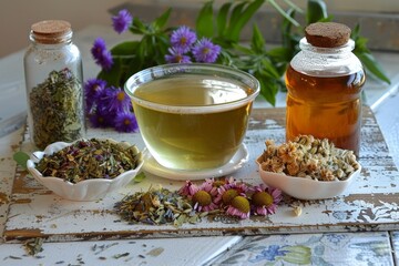 Canvas Print - Tea with herbs