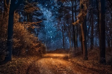 Sticker - Enchanted Forest Night Path