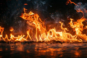 Wall Mural - Intense Flames on Ground