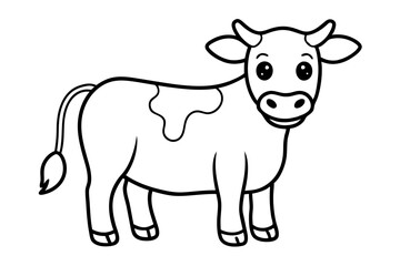 Wall Mural - funny cute cow doodle line art vector illustration