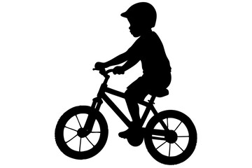 Wall Mural - baby bicycle riding vector silhouette 