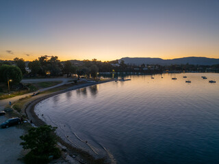 Wall Mural - Aerial drone photo of famous bay of Gouvia a popular yacht dock, island of Corfu, Ionian, Greece