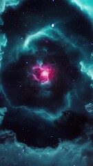 Wall Mural - A slow animated push towards a fictitious pink and teal toned rotating cosmic scene, includes three different focal length shots. 