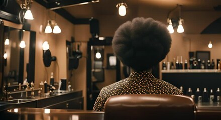 Wall Mural - Black man with afro hair at the hair salon.