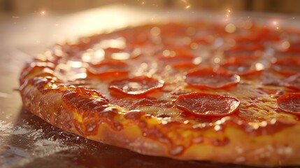 Wall Mural - A mouthwatering pepperoni pizza straight out of the oven, with bubbling cheese and a golden crust.