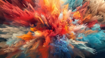 Wall Mural - Color Explosion series. Arrangement of vibrant paint and rich texture on the subject of imagination, creativity and art