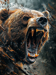 Aggressive bear illustration