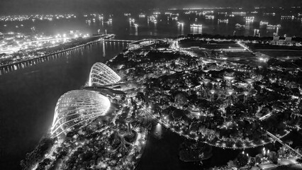 Poster - Singapore Marina Bay at night - Gardens by the bay