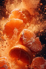 Wall Mural - Vibrant Orange Explosion of Tangerine Slices Generative AI