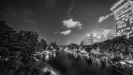 Canvas Print - Gardens by the Bay nature park at night, Singapore