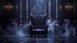 © florynstudio3 - Royal throne. dark Gothic throne, front view, evil and luxury, Halloween scene background. Generative AI
