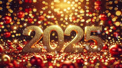 Leinwandbilder - Golden 2025 New Years Eve celebration with festive light