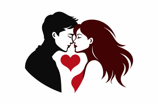 couple romantic kissing vector silhouette