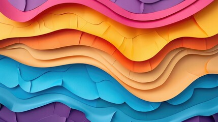 Poster - Abstract paper cutout background - Layers of paper cutouts forming abstract shapes