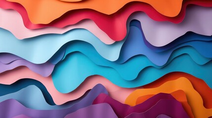 Poster - Abstract paper cutout background - Layers of paper cutouts forming abstract shapes
