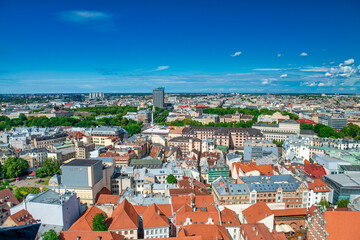 Sticker - Riga, Latvia - July 7, 2017: Riga skyline on a sunny afternoon