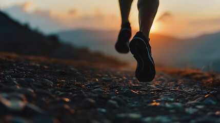 silhouette of a man running on the top of the mountain