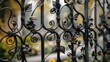 © Aeman - close-up of intricate ironwork on a garden gate, featuring detailed leaves and flowers, blending craftsmanship with the natural beauty of its surroundings