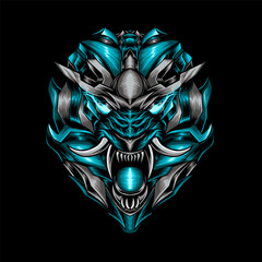 Wall Mural - dragon tiger head robot vector illustration