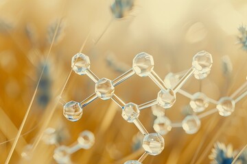 Poster - Crystallized Hexagonal Molecule on a Wheat Field Background