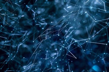 Poster - Digital abstract plexus blue featuring interconnected geometric shapes in blue hues, created by AI