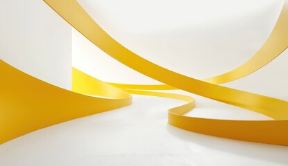 Wall Mural - Vivid Abstract Art with Yellow Sweeps