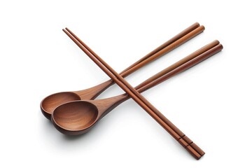 Wall Mural - Korean style  spoon and chopsticks isolated on white with clipping path