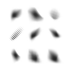 Wall Mural - Dotted halftone waves. Abstract shapes, wave effect dotted gradient. Halftone graphic dots waves. Wave dotted halftone. Vector