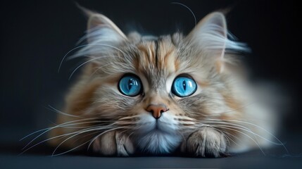 Canvas Print - Portrait of a Curious Cat with Striking Blue Eyes