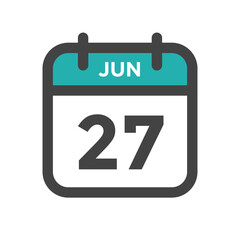 Wall Mural - June 27 Calendar Day or Calender Date for Deadlines or Appointment