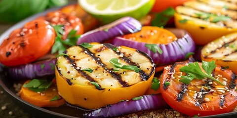 Wall Mural - Grilled Vegetables with Quinoa A Tasty Addition to Your Diet. Concept Healthy Eating, Quinoa Recipes, Vegetable Recipes, Plant-Based Diet