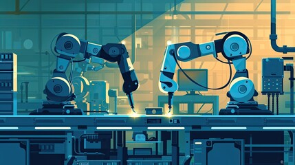 Wall Mural - innovation technology industrial background illustration automation robotics