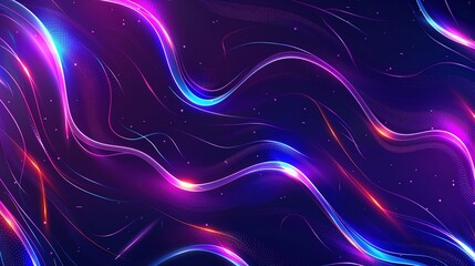 Wall Mural - Abstract futuristic background with pink blue glowing neon moving high speed wave lines generative ai image