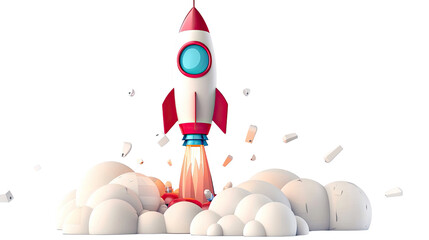 Wall Mural - cartoon rocket space ship on a transparent background