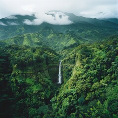 Wall Mural - Background of Landscape. Real Photography of Mount Ranges in Spring