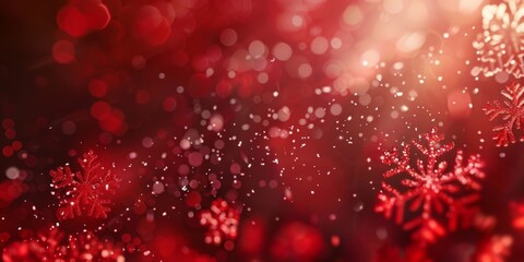 Wall Mural - red sparkling snowflakes on a festive background create a blissful and enchanting atmosphere, perfec