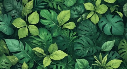 Wall Mural - Leaf background. Green leaf patern background
