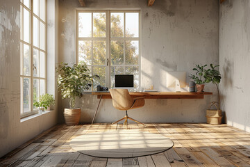 Poster - a minimalist office space with a focus on clean lines and functionality. concept of modern design an