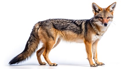 Black-Backed Jackal Canis Mesomelas Isolated On White Background