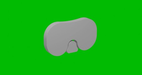 Poster - Animation of rotation of a white diving goggles symbol with shadow. Simple and complex rotation. Seamless looped 4k animation on green chroma key background