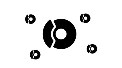Poster - Zoom in and out animation the auto brakes symbol. Large black symbol in the center and four small symbols around. Seamless looped 4k animation on white background