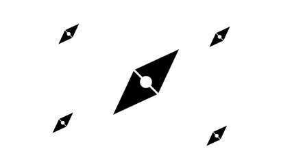 Poster - Zoom in and out animation the compass symbol. Large black symbol in the center and four small symbols around. Seamless looped 4k animation on white background