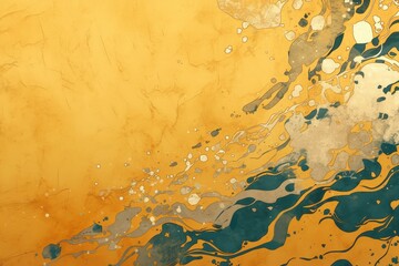 Wall Mural - Abstract Swirls of Teal, Gold, and Silver